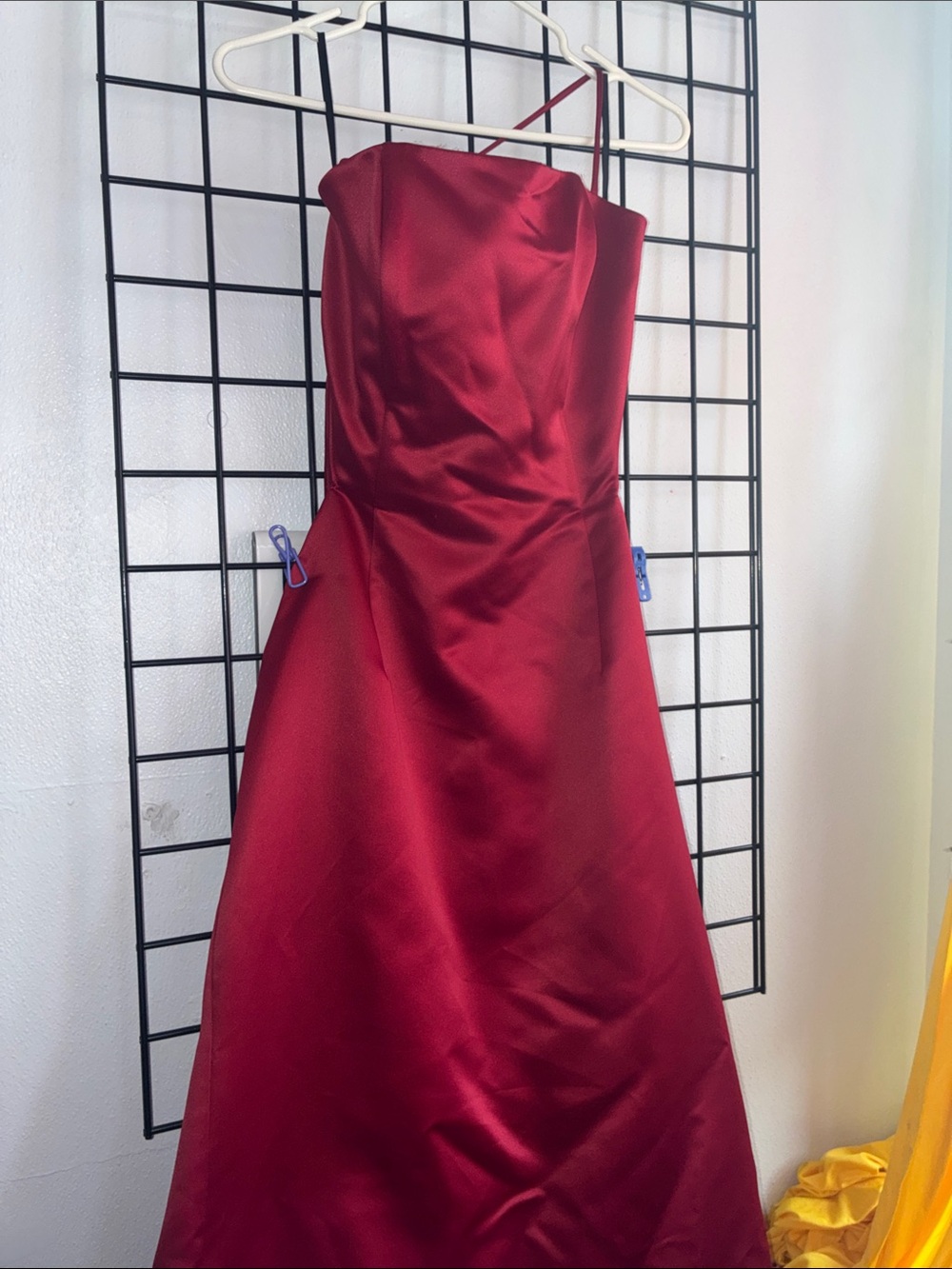 Jessica McClintock Burgundy Satin One-Shoulder Evening Gown